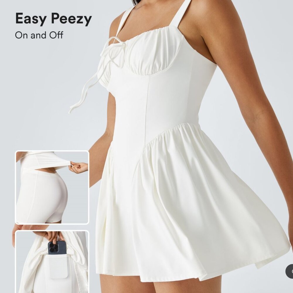 Halara Softlyzero Airy Tie Front Pocket Cool Touch Mini Slip Dress Easy Peezy